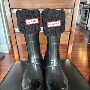 Hunter Black Boots with Knit Cuffs